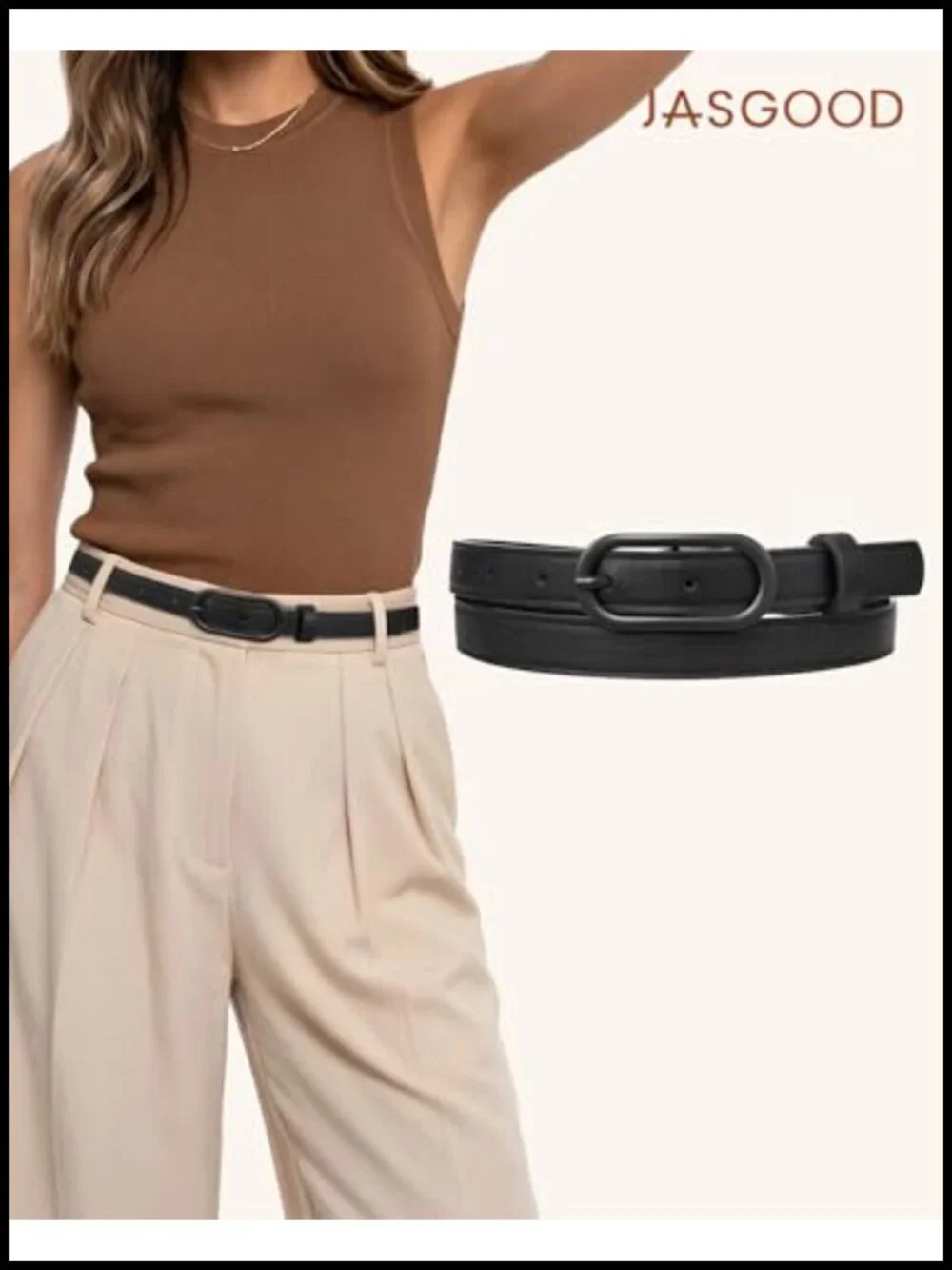 Women Skinny PU Leather Belt Oval Pin Buckle 0.7